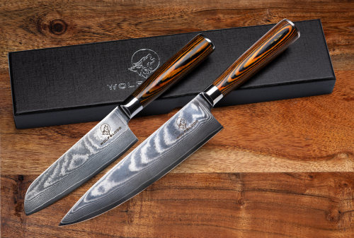 Wolfblood Zeuß Set Santoku Damastmesser Küchenmesser LH Lifestyle Kochmesser